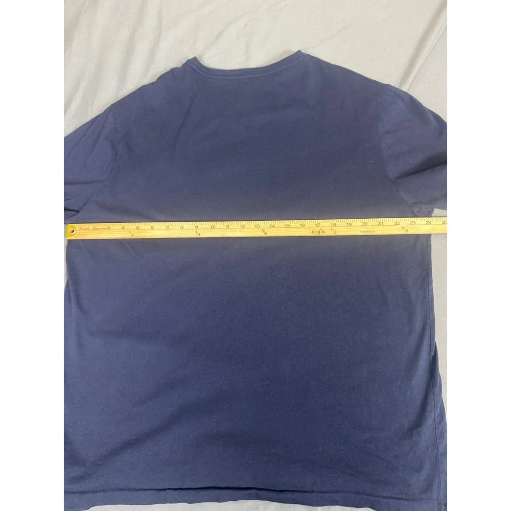 Polo Ralph Lauren Mens V-Neck T-Shirt Navy Blue Red Pony Logo XL Cotton Tee